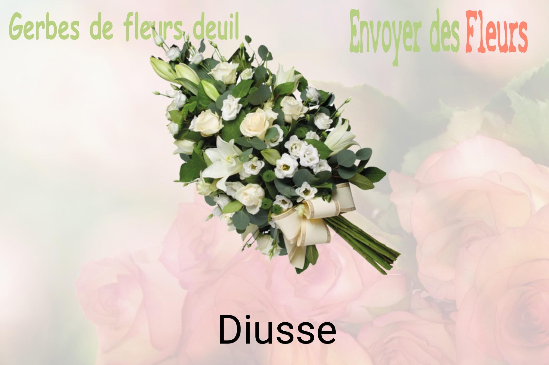 Gerbe de fleurs de deuil livrée à Diusse